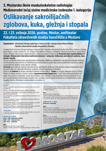 Najava: Treća mostarska škola muskuloskeletne radiologije 22.-23.5.-2026.